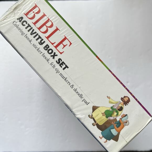 Bible Activity Box Set Childrens Coloring Book Stickers Markers Doodle Pad - Picture 6 of 6
